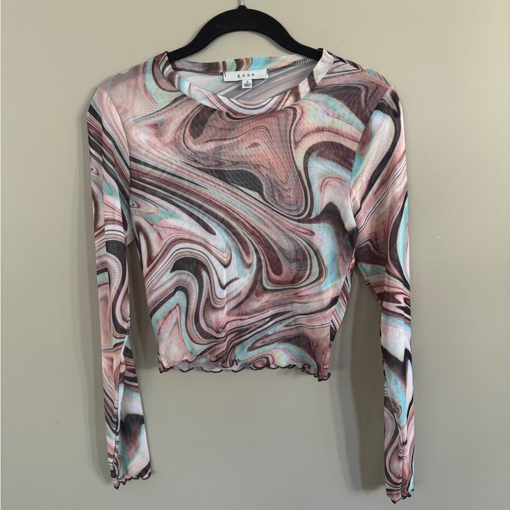Gaze multicoloured mesh top